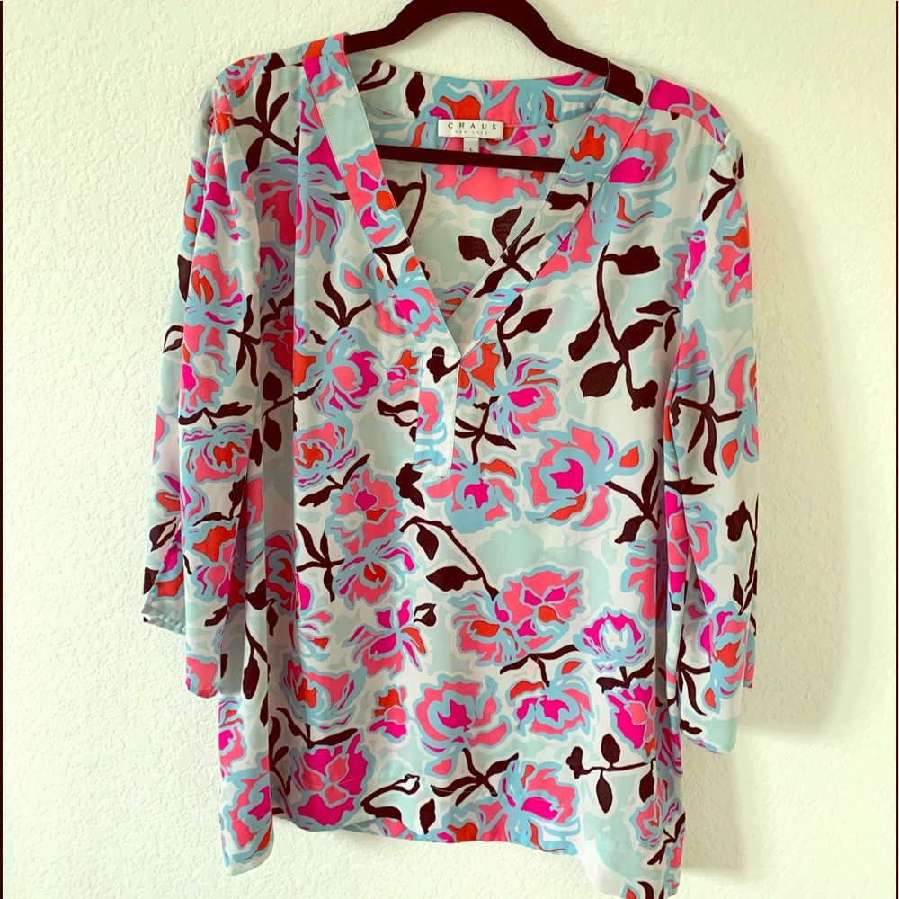 Chaus Blouse Pink Baby Blue